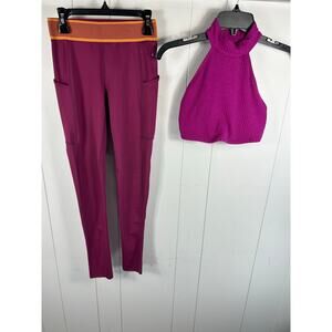 Free People Movement Set of Women's Purple Leggings and Sports Bra Size XS